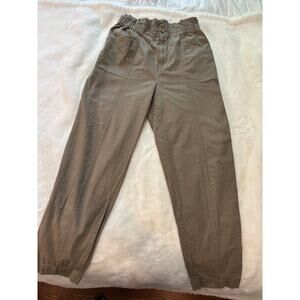 Madewell Pull On Paper Bag Pants in Olive Green